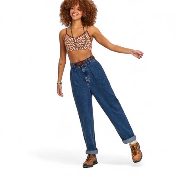 Lucy & Yak Addison Organic Denim Pleated High Waist Trousers NWT Women's 30 Reg - Picture 15 of 16